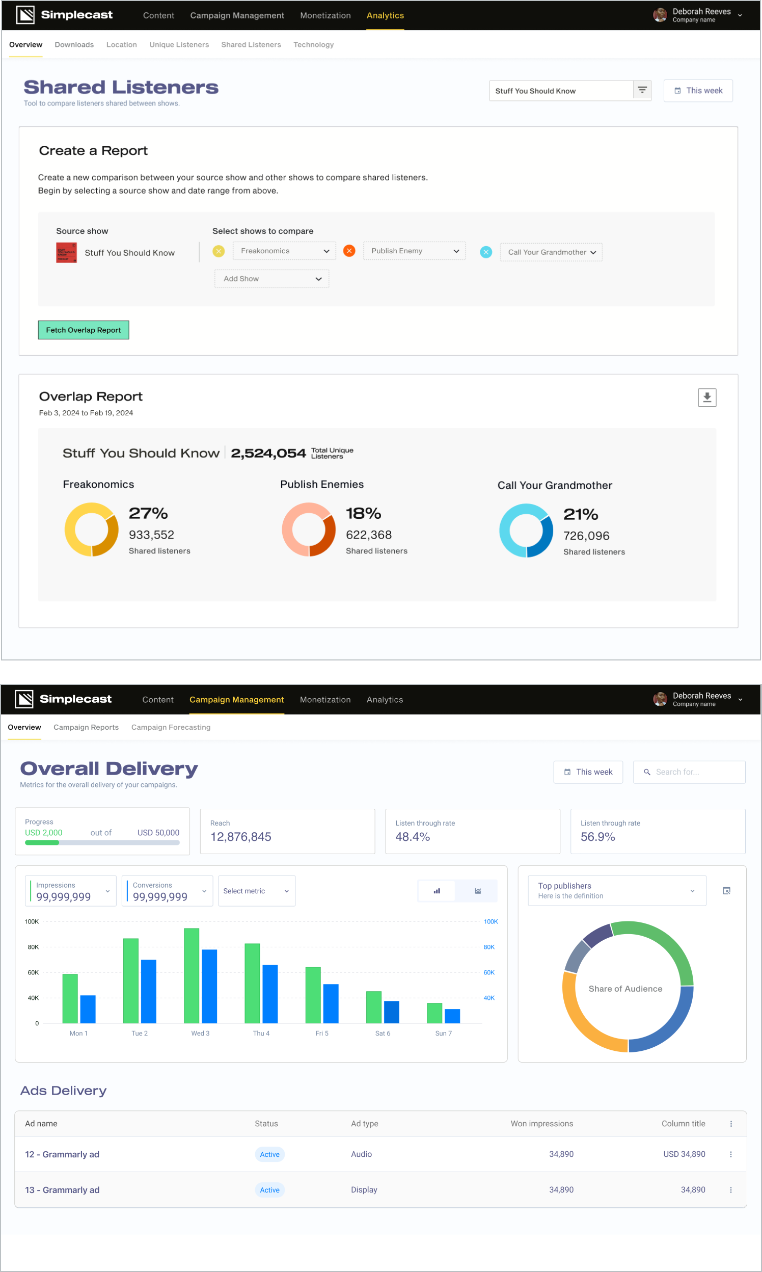 Simplecast UI Screens